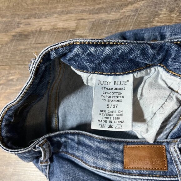 Judy Blue High Rise Raw Hem Skinny Fit Denim Jeans Womens Size 5/27 - Picture 4 of 6